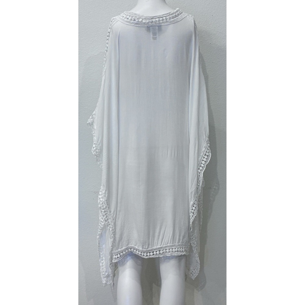 Tommy Bahama Lace Trim Tunic Caftan Swim‎ Cover Up White XS Beach Resort Coastal - Picture 6 of 11
